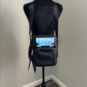 Karl Lagerfeld Black Crossbody Bag with Iridescent Shades Accent
